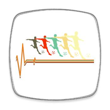 Football Heartbeat Retro Vintage Soccer Player - Square fridge magnet - white - Front