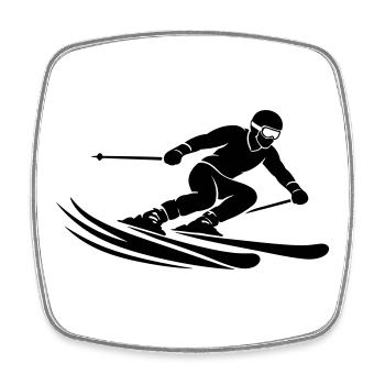 Ski Silhouette - Square fridge magnet - white - Front