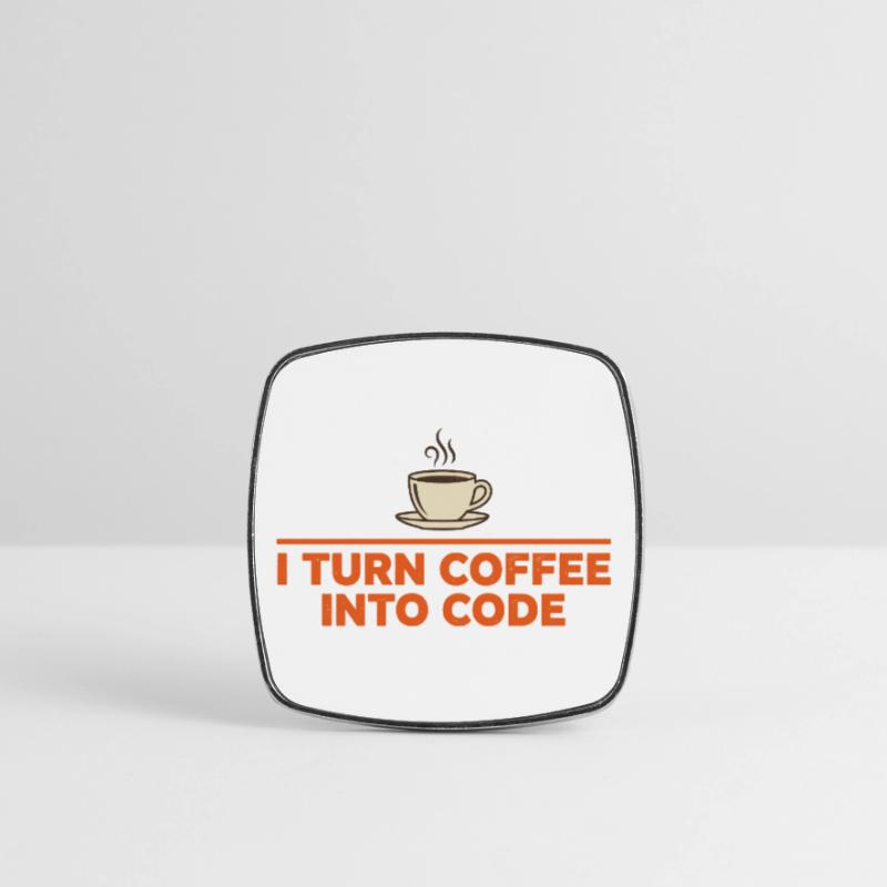 I Turn Coffee Into Code – Programmer Retro Square fridge magnet