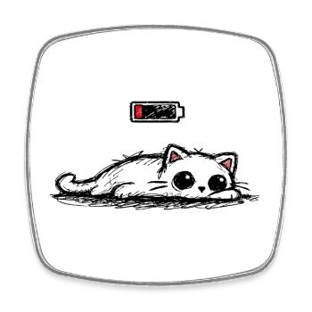 Batterie faible – Déclaration minimale sur le chat mignon - Magnet carré - blanc - Devant