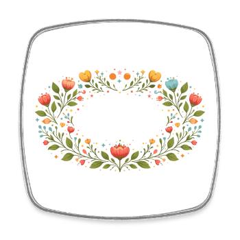 Cadre floral printanier avec fleurs - Magnet carré - blanc - Devant