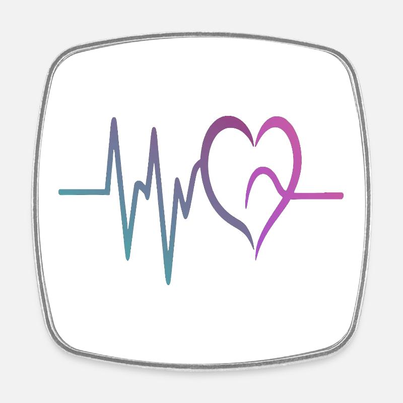 Gradient ECG Heart - Square fridge magnet - white