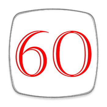 60. 60 YEARS. 60th ANNIVERSARY. 60TH BIRTHDAY. - Square fridge magnet - white - Front