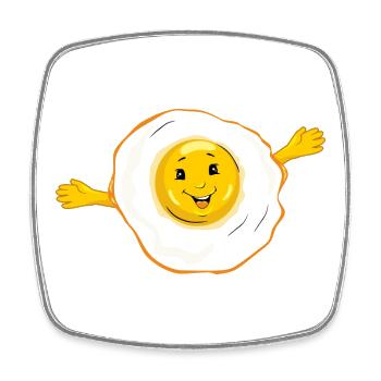 Cartoon_smiling_fried_egg - Square fridge magnet - white - Front
