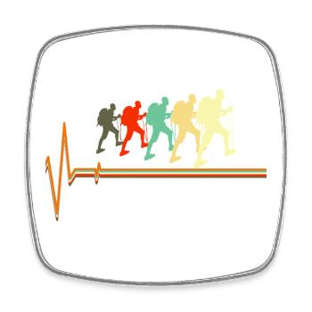 Retro-Wander-Heartbeat-Puls-Silhouette - Viereckiger Kühlschrankmagnet - Weiß - Vorne