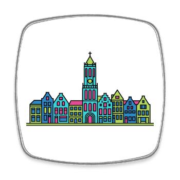 Silhouette de la Dom Tower de la ville d’Utrecht Art moderne - Magnet carré - blanc - Devant