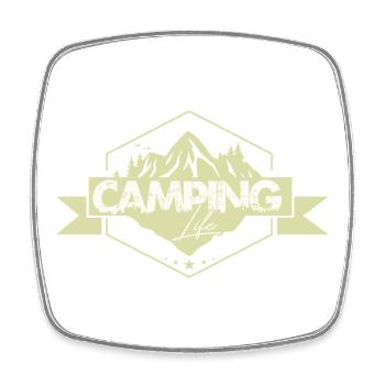 Bergcamping Naturpanorama Abzeichen - Viereckiger Kühlschrankmagnet - Weiß - Vorne