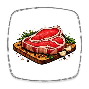 Illustration de steak juteux - Magnet carré - blanc - Devant