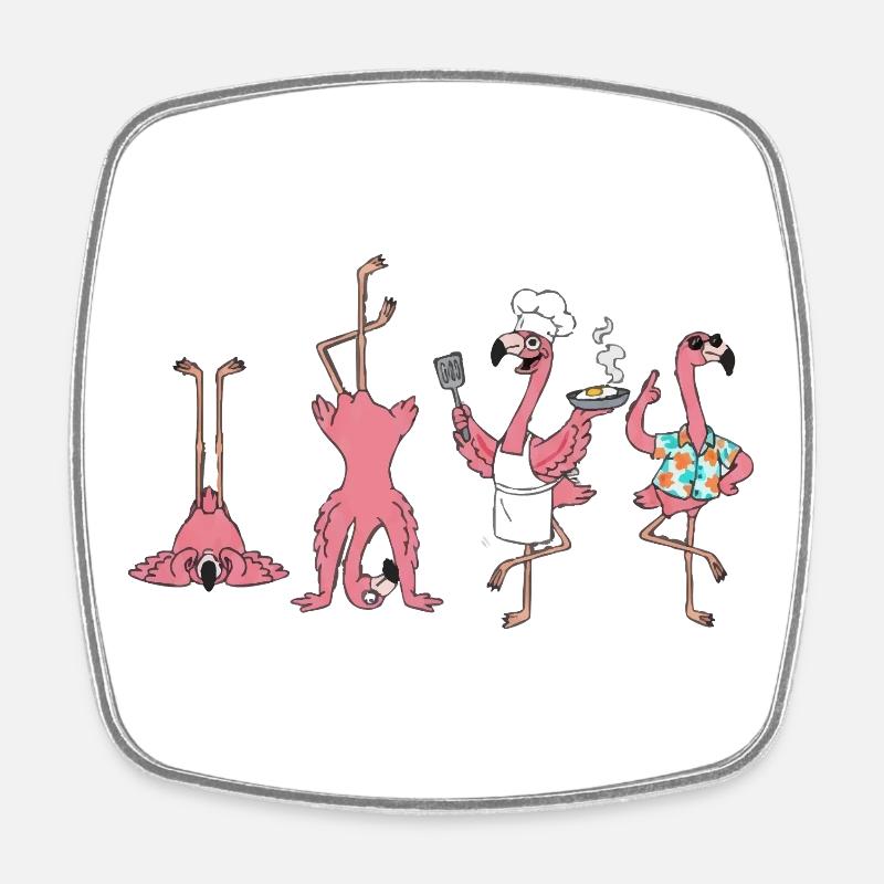 Flamingos: chef and kitchen coach - Square fridge magnet - white