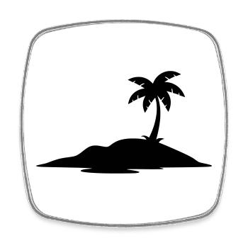 Île tropicale avec silhouette de palmier - Magnet carré - blanc - Devant
