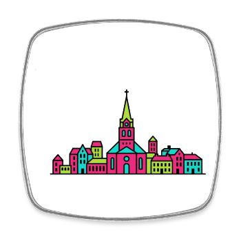 Jonköping City Skyline Lake Vattern-Linienkunst - Viereckiger Kühlschrankmagnet - Weiß - Vorne