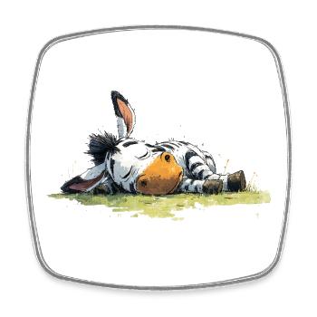 Schlafendes Zebra - Viereckiger Kühlschrankmagnet - Weiß - Vorne