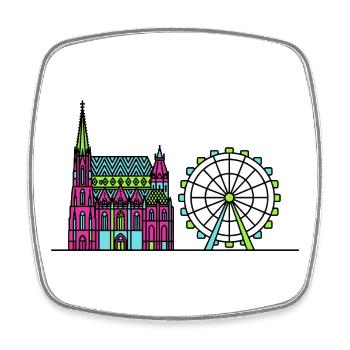 Silhouette de la ville de Vienne Art de la cathédrale Saint-Étienne - Magnet carré - blanc - Devant