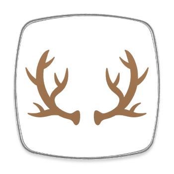 Brown Deer Antlers Silhouette - Square fridge magnet - white - Front