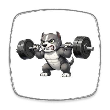 Pitbull Weightlifting Bodybuilder Powerlifting Gym - Square fridge magnet - white - Front