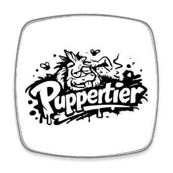 Pupertier - Viereckiger Kühlschrankmagnet - Weiß - Vorne