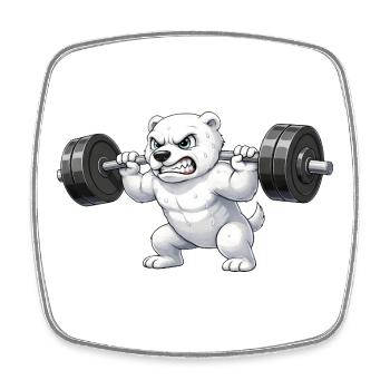 Entraînement de musculation Cute Bear Polar Bear - Magnet carré - blanc - Devant