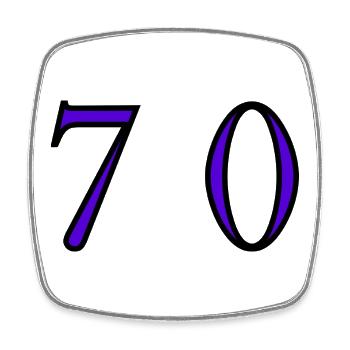 70. 70 ANS. 70e ANNIVERSAIRE. ANNIVERSAIRE 70 ANS. - Magnet carré - blanc - Devant