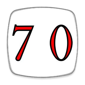 70. 70 ANS. 70e ANNIVERSAIRE. ANNIVERSAIRE 70 ANS. - Magnet carré - blanc - Devant