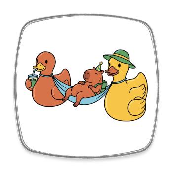 Enten tragen Capy - Viereckiger Kühlschrankmagnet - Weiß - Vorne