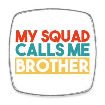 Mein Team nennt mich Bruder Retro Typografie - Viereckiger Kühlschrankmagnet - Weiß - Vorne