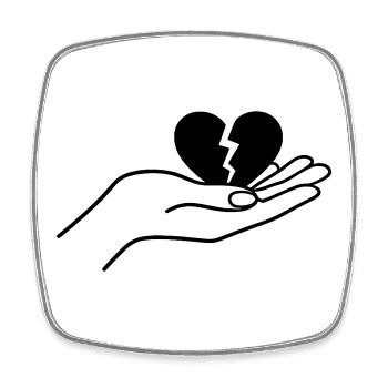 Broken Heart In Hand Minimal Line Art Design - Viereckiger Kühlschrankmagnet - Weiß - Vorne