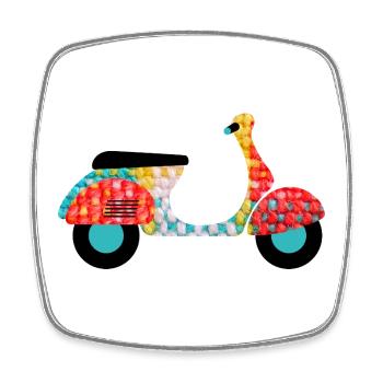 Scooter Fabric Vintage Retro Italy Moped Driving Fan - Square fridge magnet - white - Front