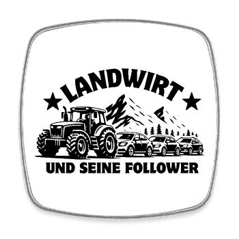Fermier et ses partisans - tracteur - embouteillage - Magnet carré - blanc - Devant