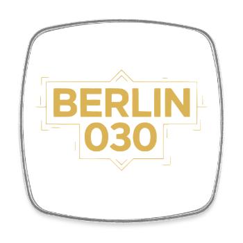 Berlin 030 Deco Gold - Viereckiger Kühlschrankmagnet - Weiß - Vorne