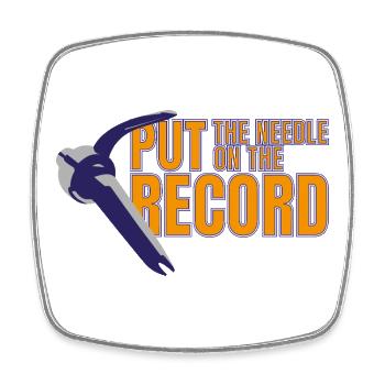 Needle on the plate - Square fridge magnet - white - Front