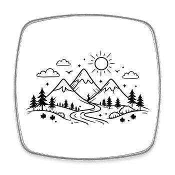 Mountains Landscape Nature - Square fridge magnet - white - Front