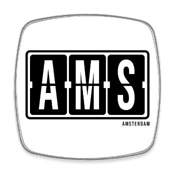 Amsterdam AMS, City Hoodie T-Shirt Souvenir - Viereckiger Kühlschrankmagnet - Weiß - Vorne