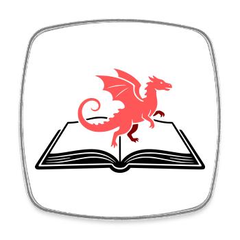 Drache auf Buch Fantasy - Viereckiger Kühlschrankmagnet - Weiß - Vorne