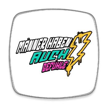 Retro-Blitz-Design Lustige Sprüche - Männergefühle - Viereckiger Kühlschrankmagnet - Weiß - Vorne