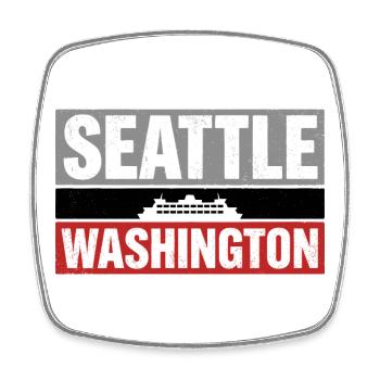 Seattle Washington Ferry Vintage-Reisesouvenir - Viereckiger Kühlschrankmagnet - Weiß - Vorne