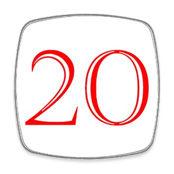 20. 20e ANNIVERSAIRE. ANNIVERSAIRE 20 ANS. 20 ANS. - Magnet carré - blanc - Devant