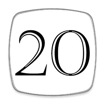 20. 20e ANNIVERSAIRE. ANNIVERSAIRE 20 ANS. 20 ANS. - Magnet carré - blanc - Devant
