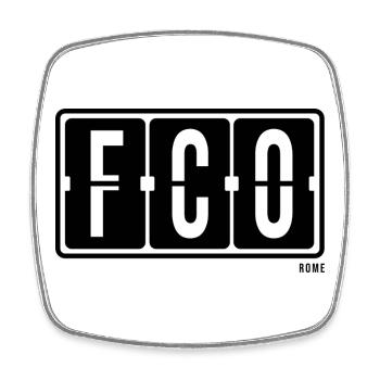 Rom FCO, City Souvenir Hoodie, Tasche, T-Shirt - Viereckiger Kühlschrankmagnet - Weiß - Vorne