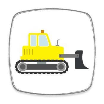 Bulldozer - Magnet carré - blanc - Devant