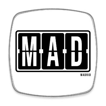 Madrid MAD, City Souvenir Hoodie, T-shirt, Cap - Square fridge magnet - white - Front