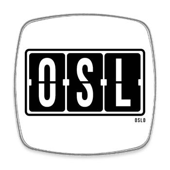 Oslo OSL, T-shirt souvenir de la ville, tasse, casquette, tasse - Magnet carré - blanc - Devant