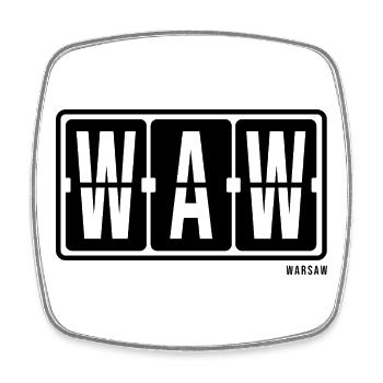 Warsaw WAW, City Souvenir Hoodie, T-Shirt, Cap - Square fridge magnet - white - Front