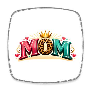MOM! Krone, Leo Liebe, Personalisierbar - Viereckiger Kühlschrankmagnet - Weiß - Vorne