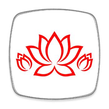 Roter Lotus Silhouette – Florales Mandala Muster - Viereckiger Kühlschrankmagnet - Weiß - Vorne