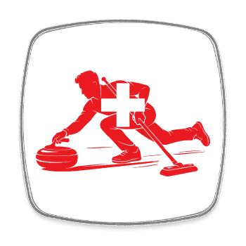 Curling Spieler Schweiz Eissport Fan - Square fridge magnet - white - Front