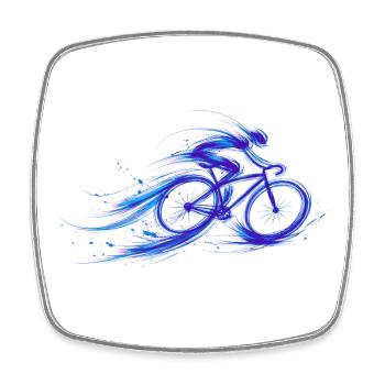 Cycliste Vélo Rapide Bleu - Magnet carré - blanc - Devant