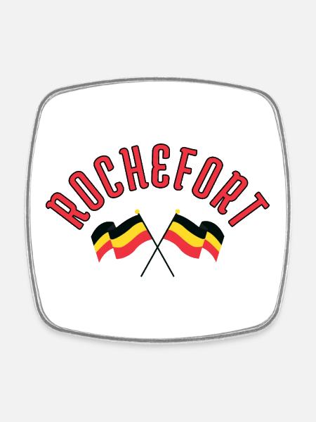 Rochefort Belgium Flags - Square fridge magnet - white