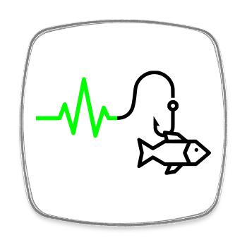 ECG Heart Rate Fish Hook Outline - Square fridge magnet - white - Front