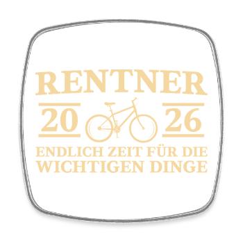 Rentner 2026 Fahrrad: Ab heute im Ruhestand Radeln - Viereckiger Kühlschrankmagnet - Weiß - Vorne