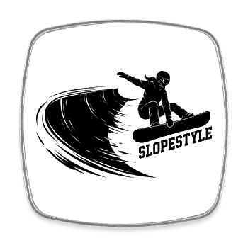 Slopestyle Snowboard Action in den Bergen - Viereckiger Kühlschrankmagnet - Weiß - Vorne